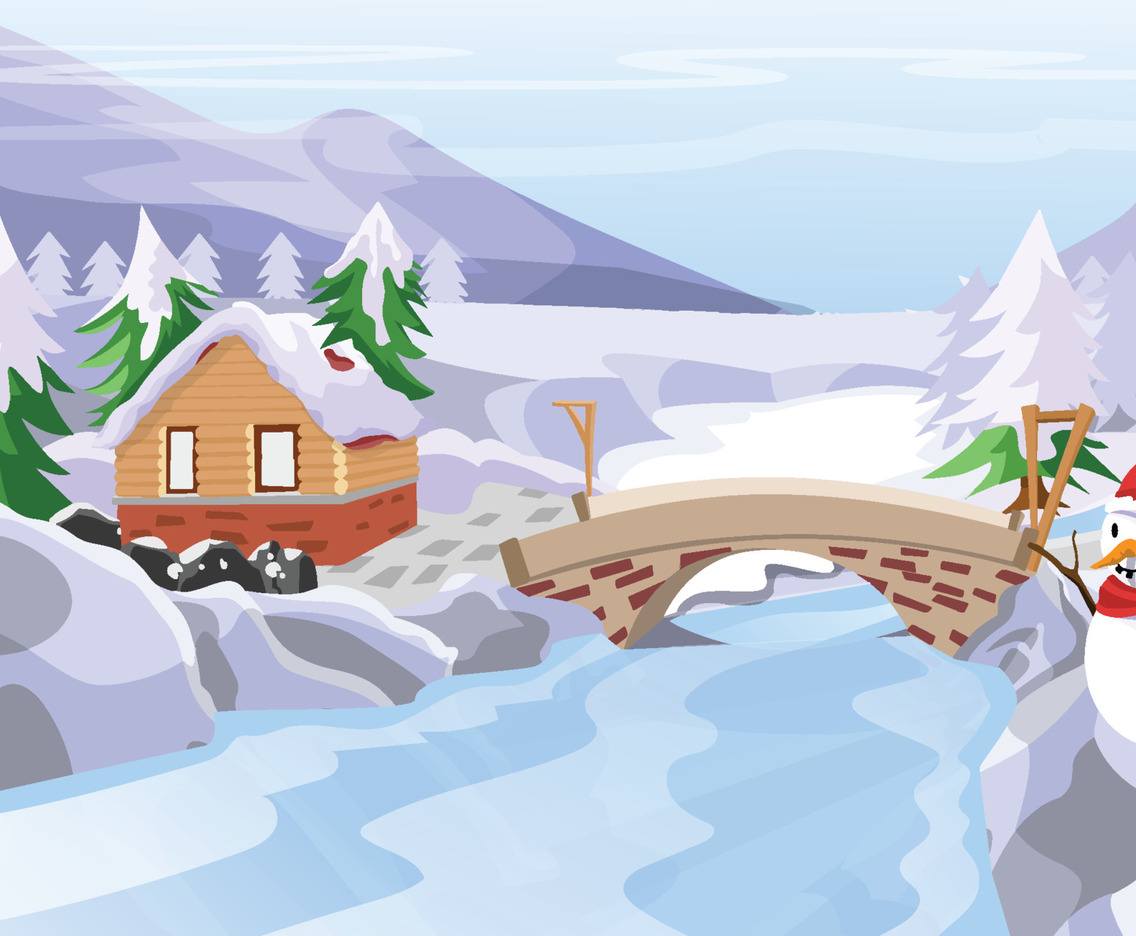 Winter Background Near Frozen River