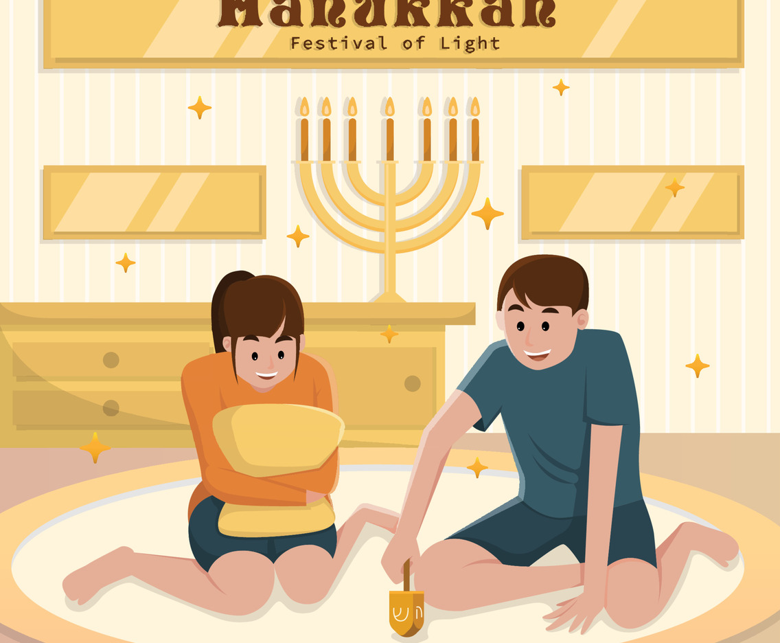 Dreidel Toys Played by Jewish in Hanukkah Event Celebration