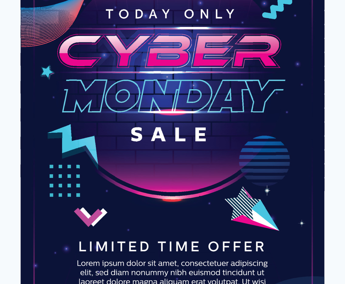 Red and Blue Cyber Monday Poster