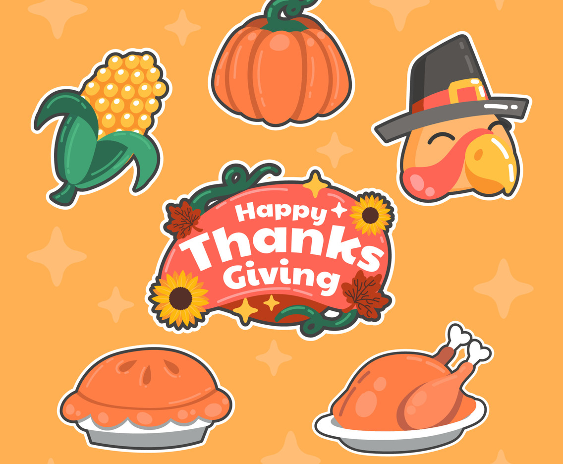 Fun Sticker Pack of Thanksgiving