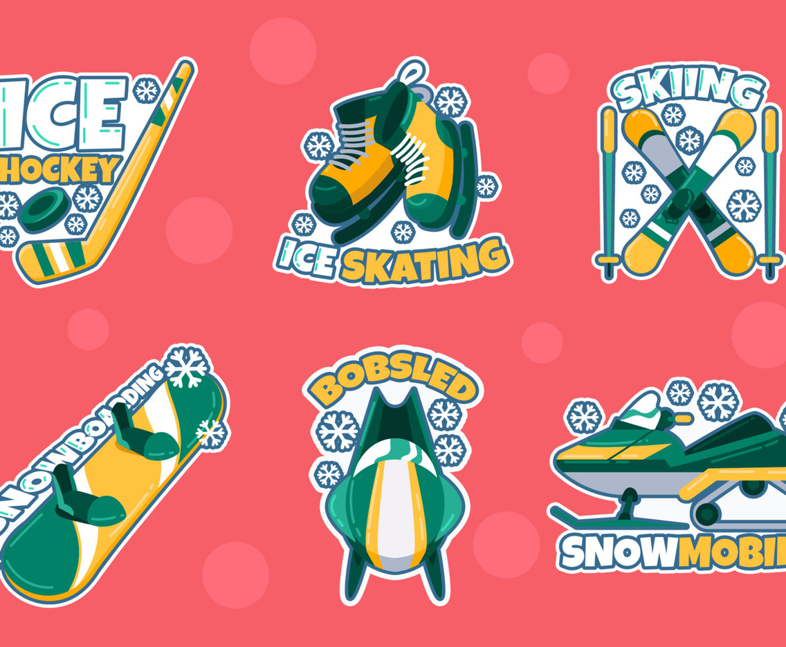Set of Winter Sport Stickers