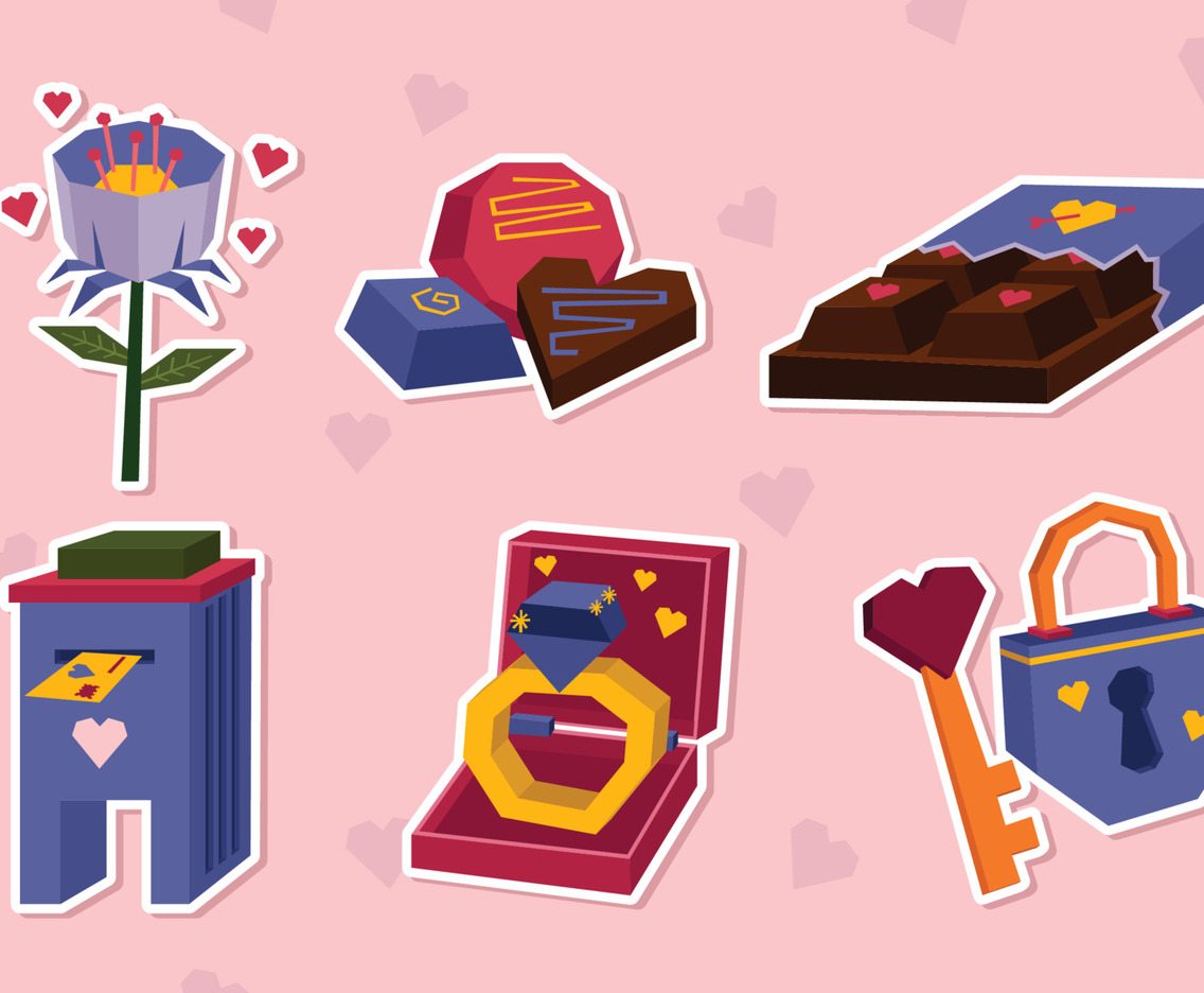 Set of Valentines Day Stickers