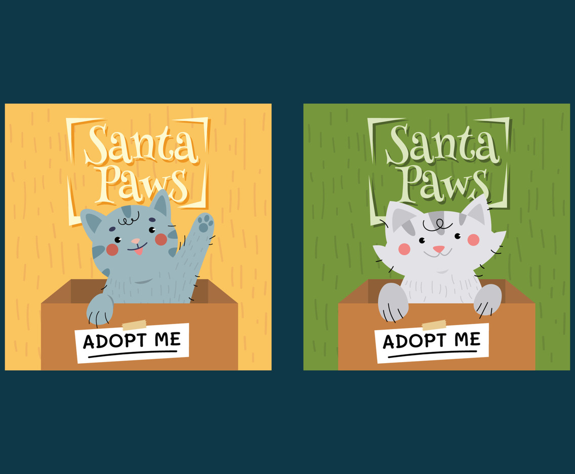 Set of Santa Paws Card