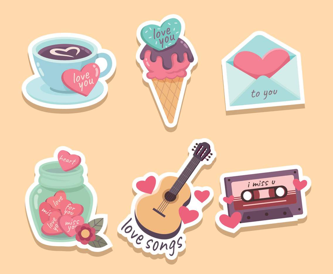 Set of Romantic Element Valentine Sticker