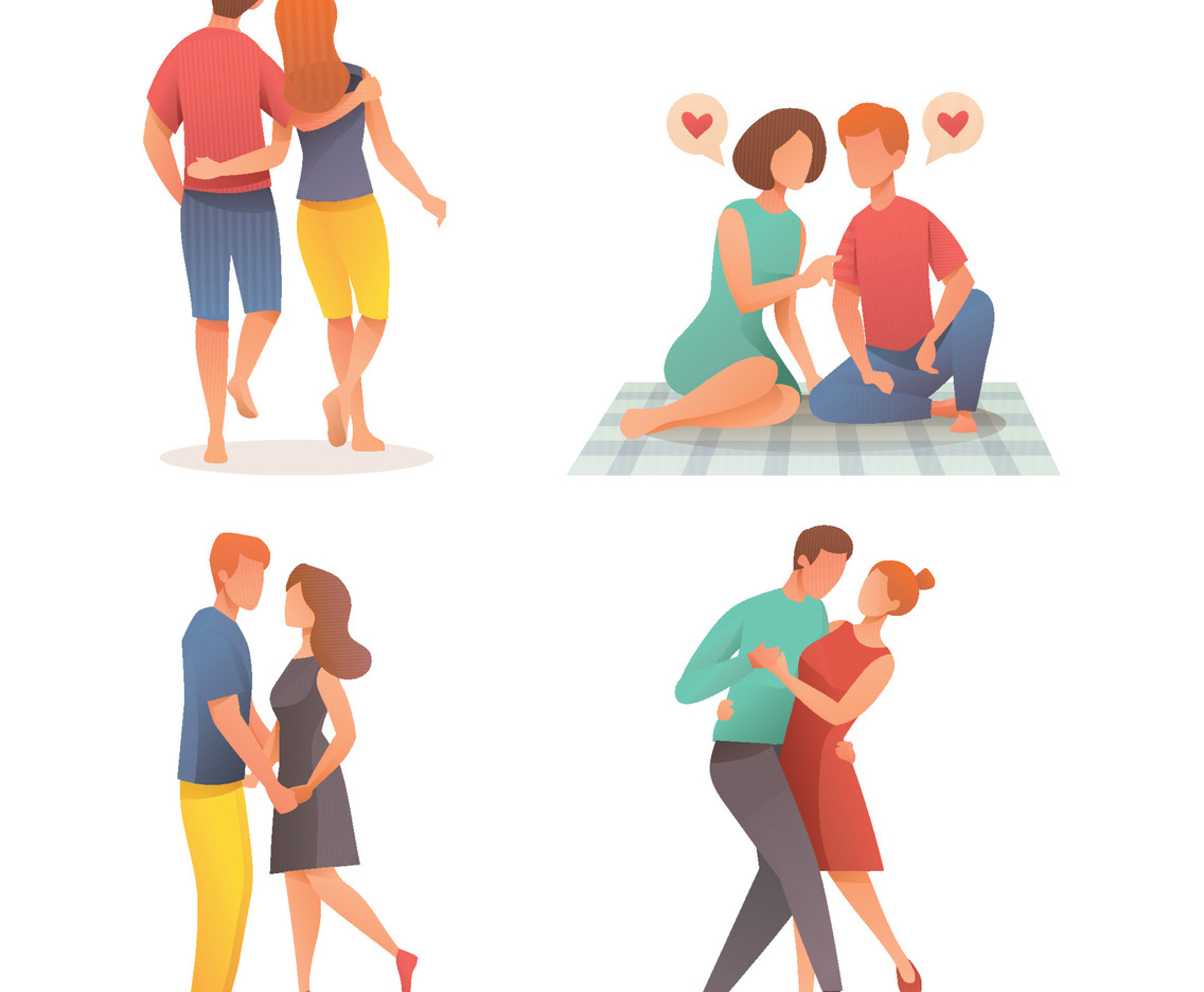 Set of Romantic Dating Couple Character
