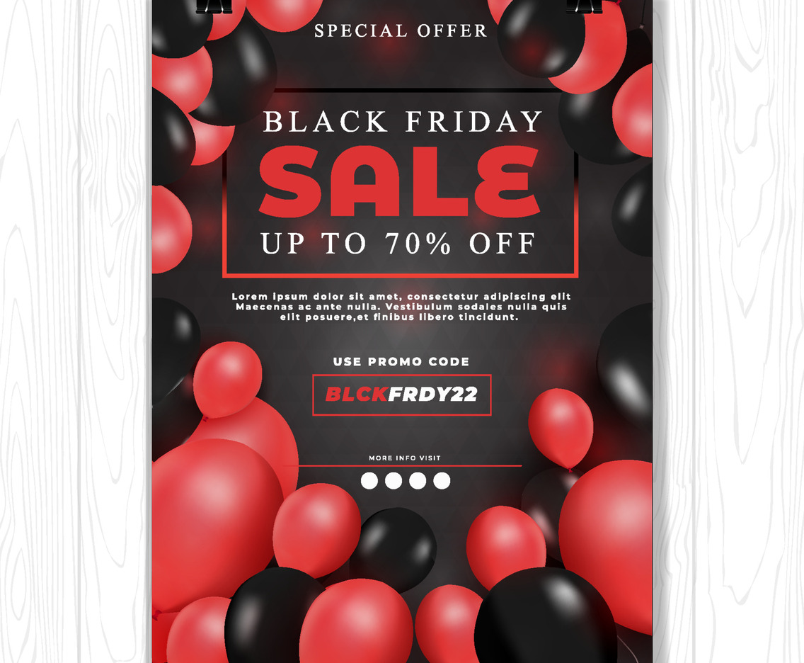 Poster Black Friday Template with Realistic Balloon