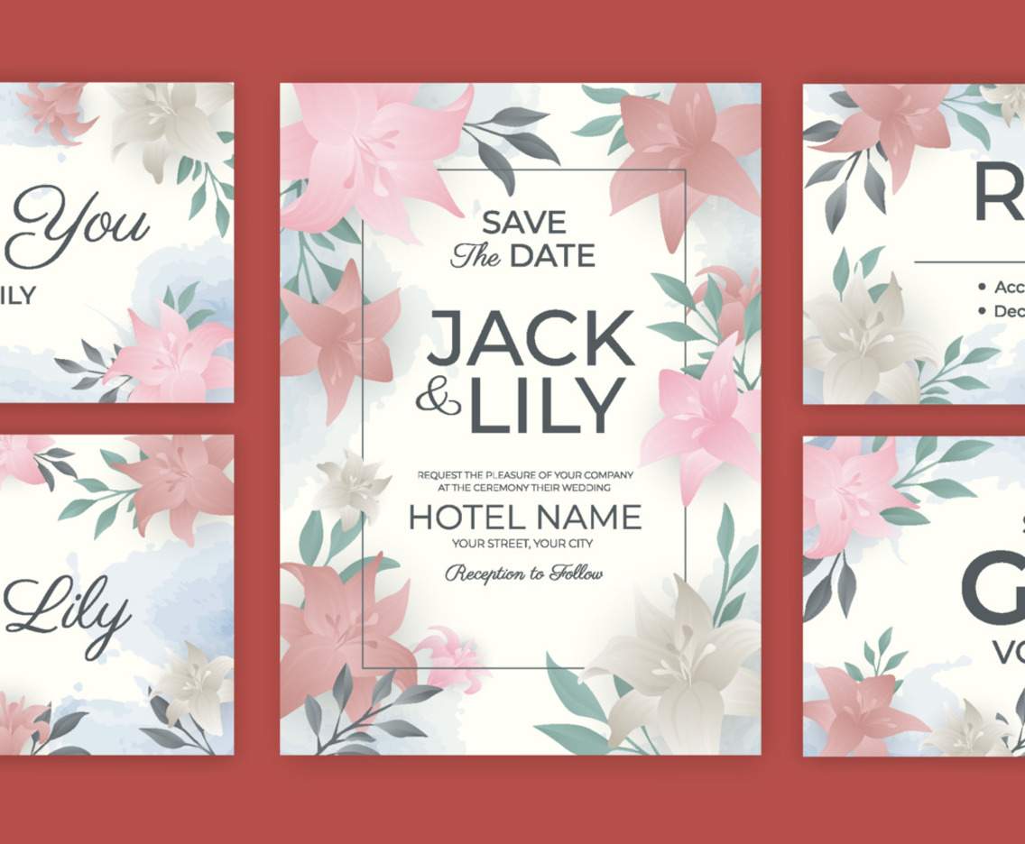 Winter Wedding Invitation Set Template Soft Color