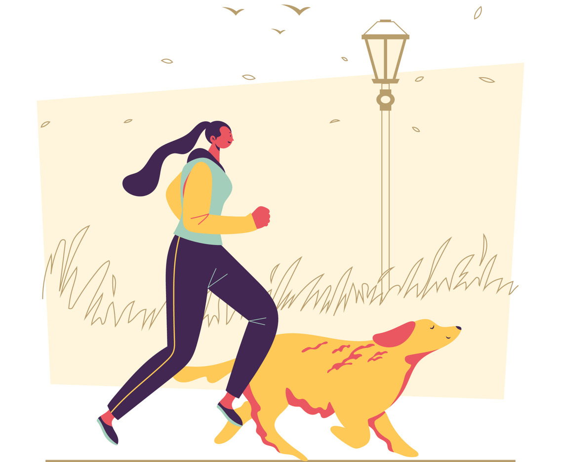 Women With Pet Running Concept
