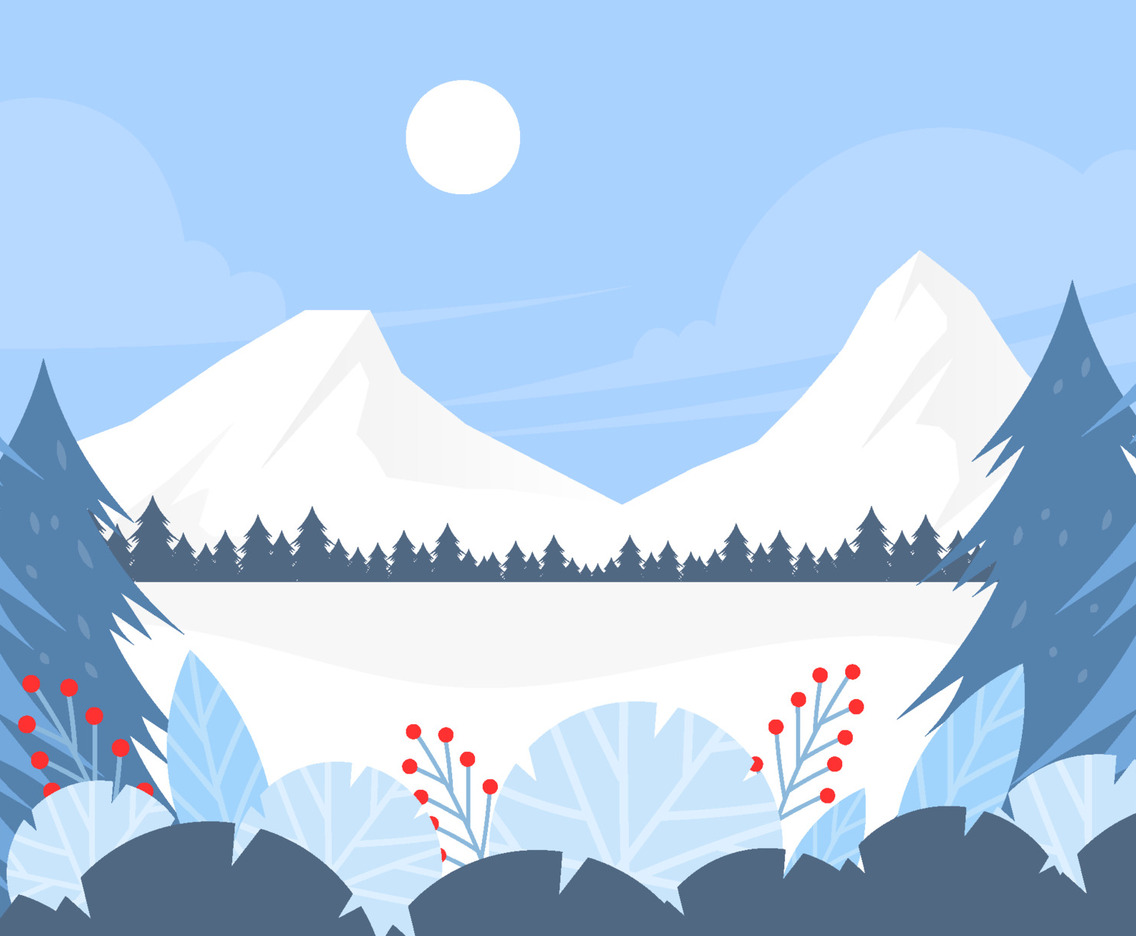 Flat Wonderful Winter Scenery