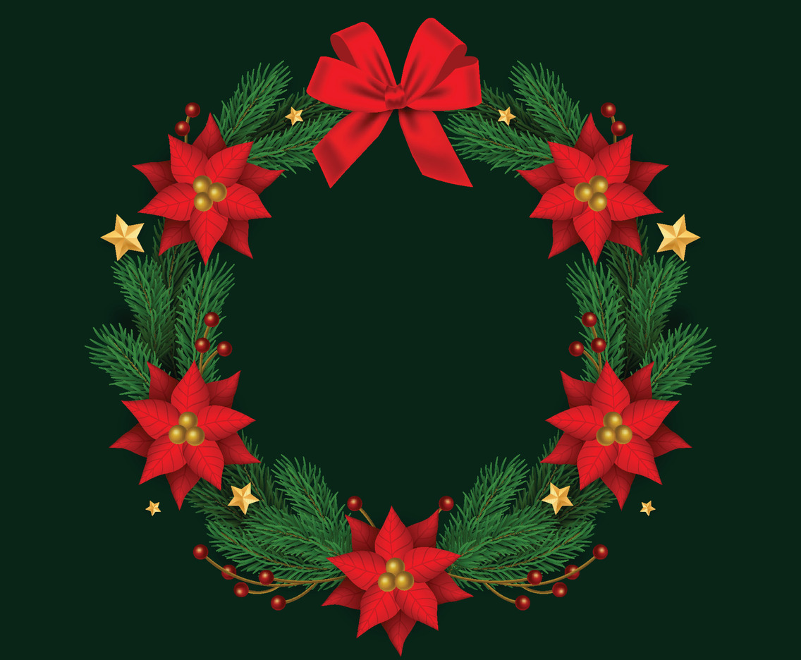 Floral Christmas Wreath Background