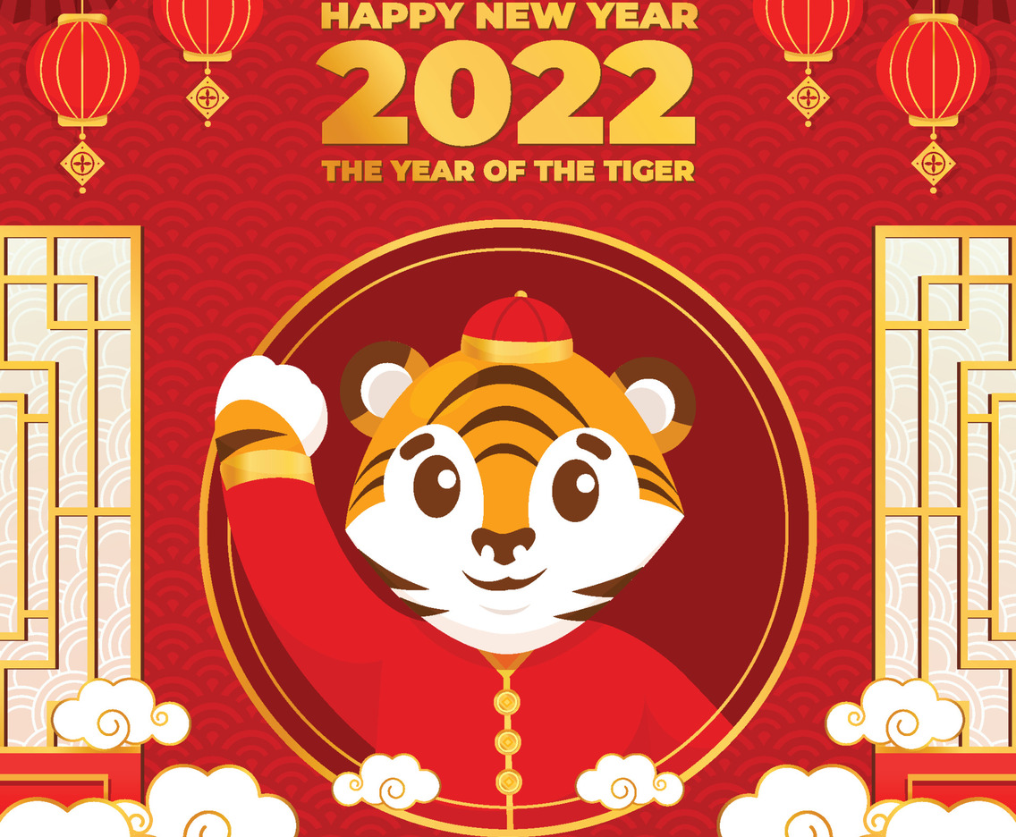 Chinese New Year Greeting with Tiger Character