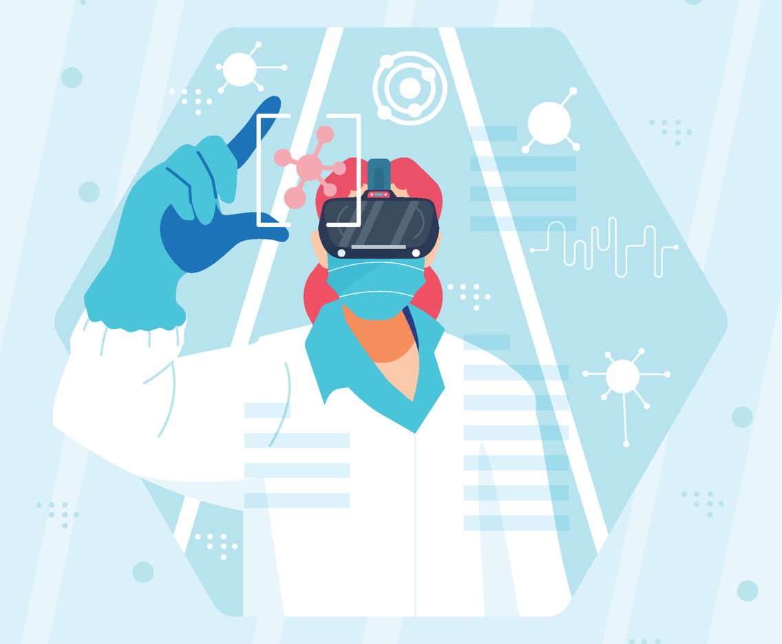 Woman Researcher Search Data On Touch Screen Panel