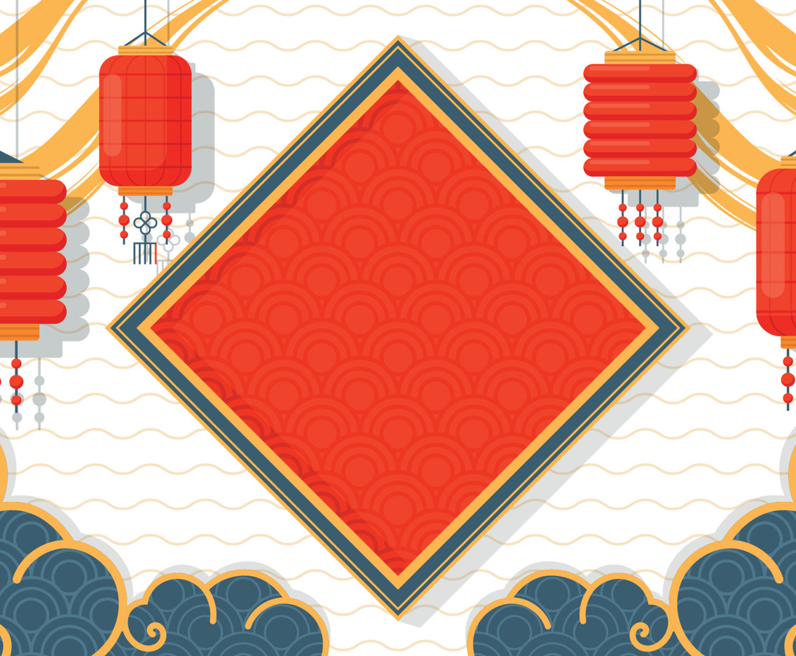 Chinese New Year Lantern with Cloud Background