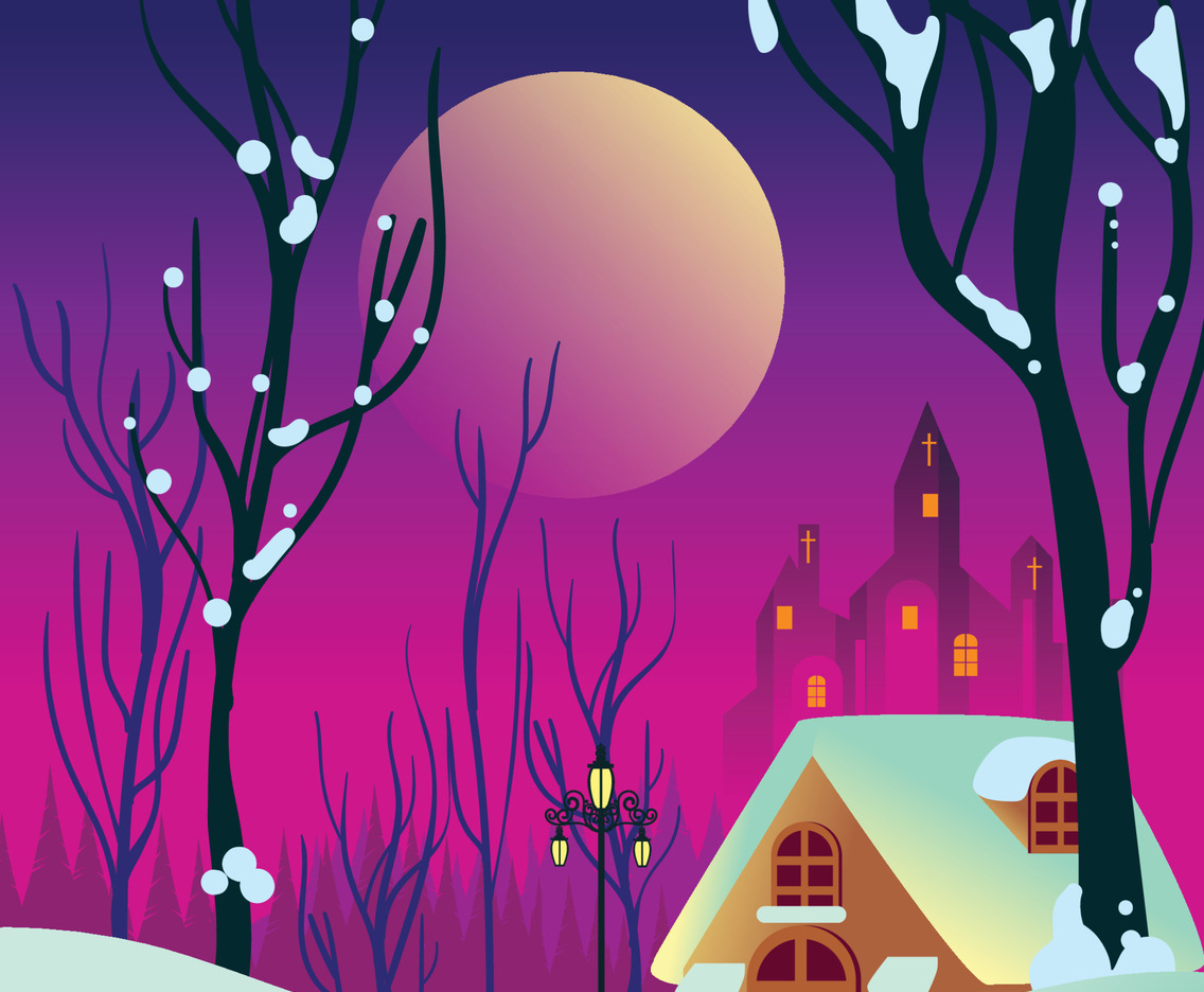 Christmas Winter in Small Village