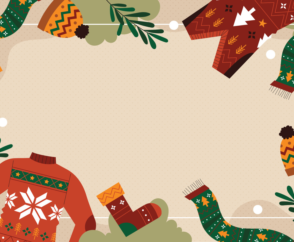 Christmas Ugly Sweater Background in Flat Style