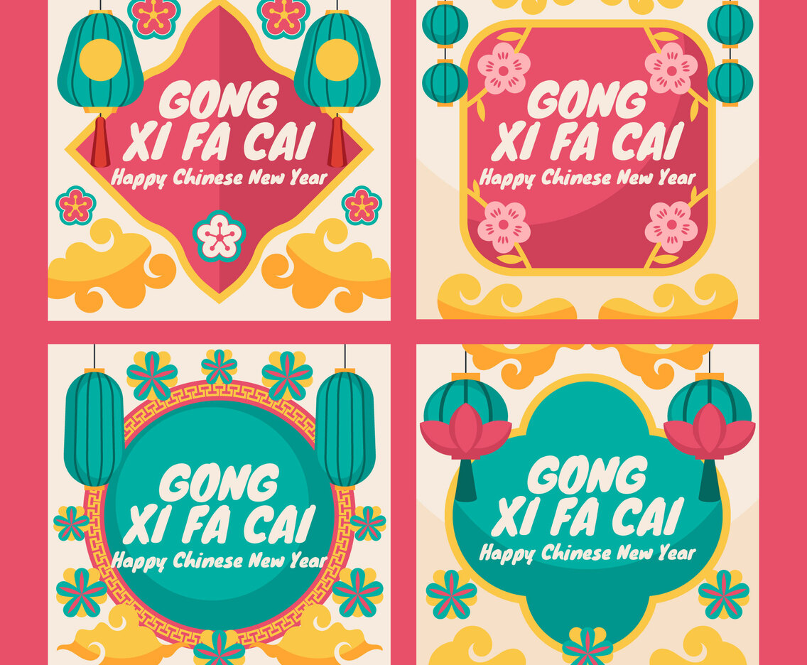 Set of Chinese New Year with Lantern Theme