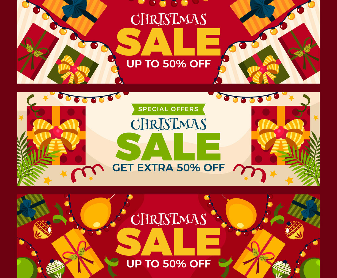 Set of Christmas Sale Banners