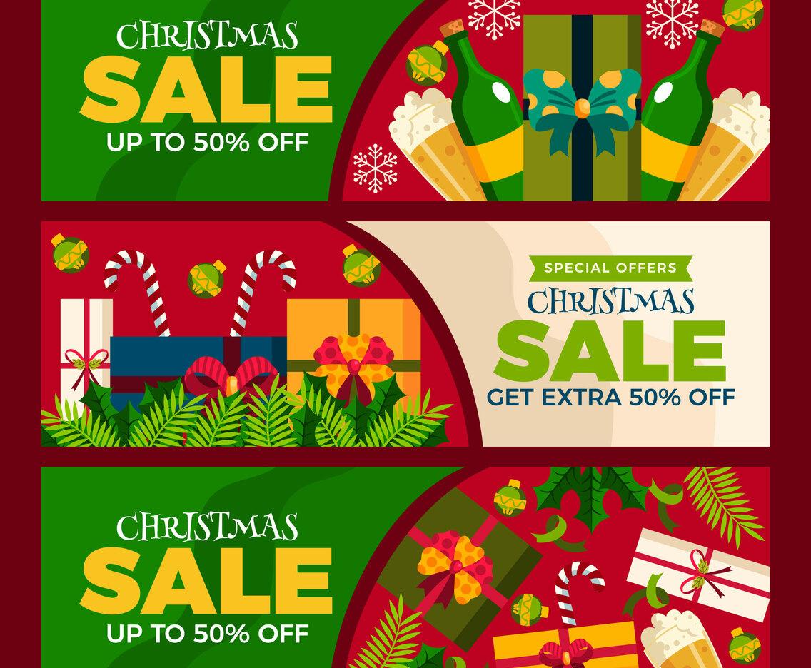 Set of Christmas Sale Banners