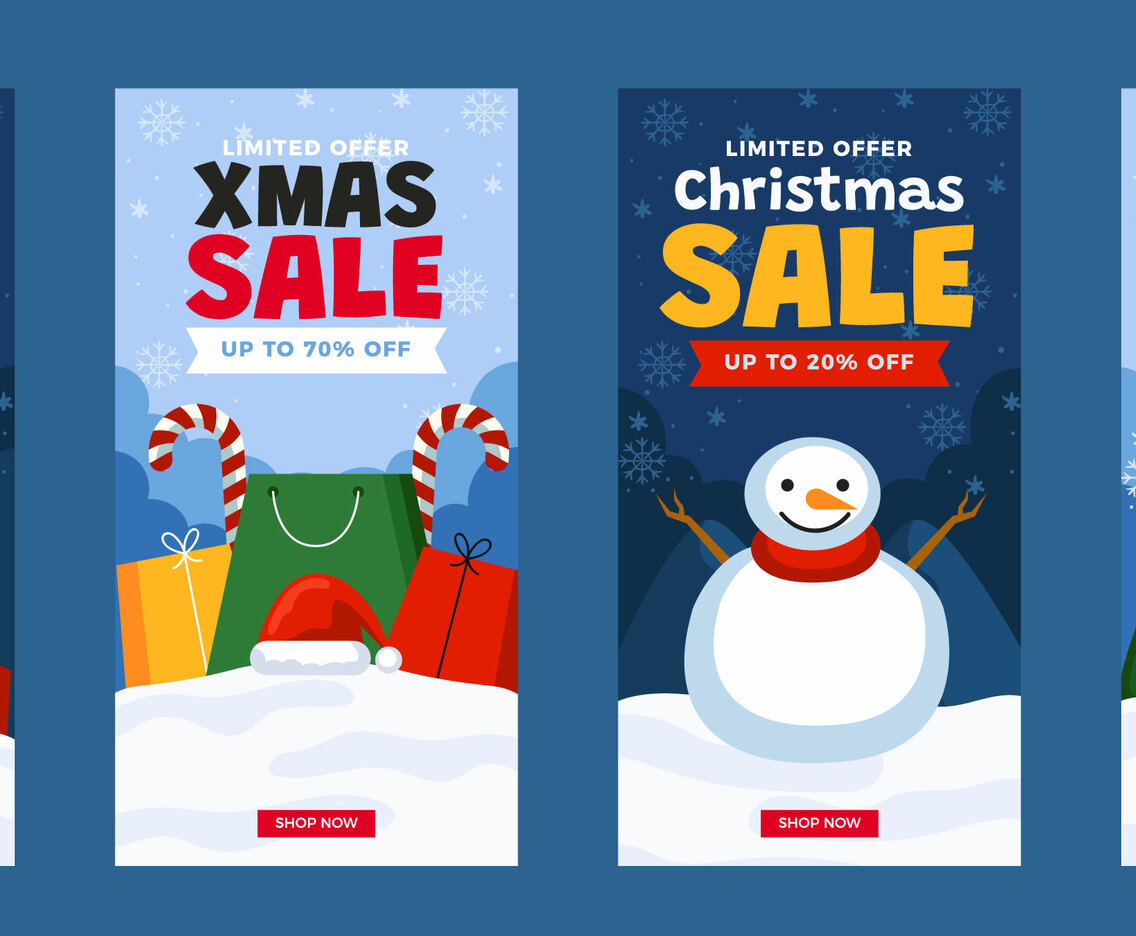 Set of Christmas Sale Social Media Story Posts