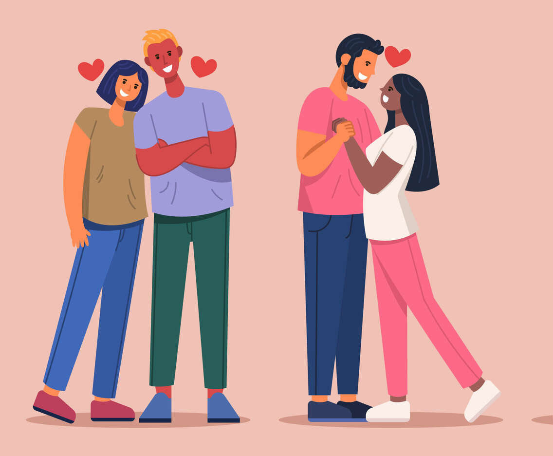 Romantic Couples Celebrating Valentine's Day