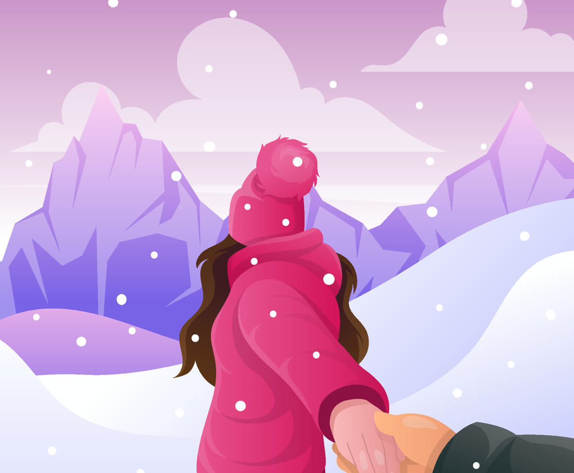 Couple on Snowy Mountain