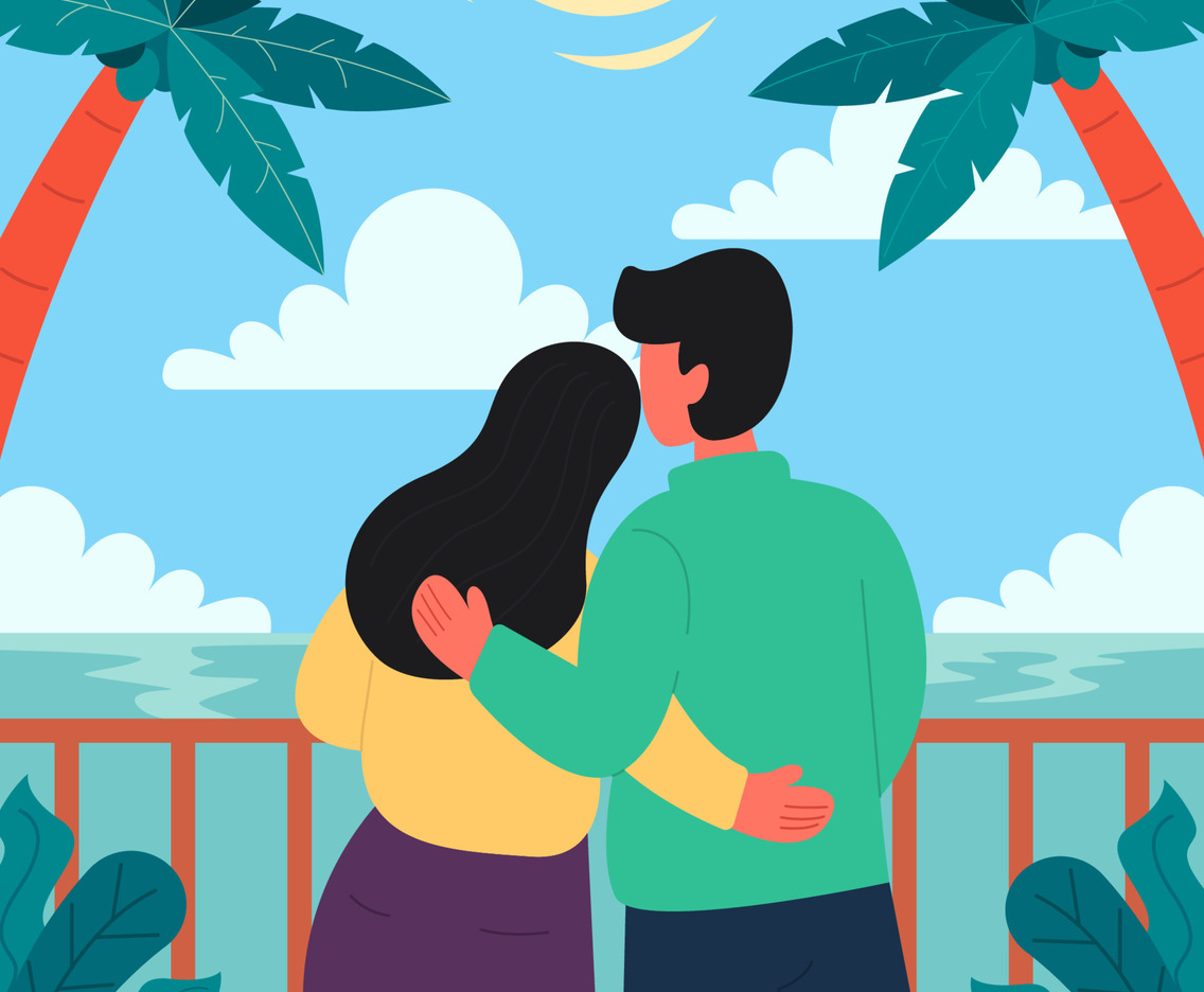 Together With Partner On the Beach