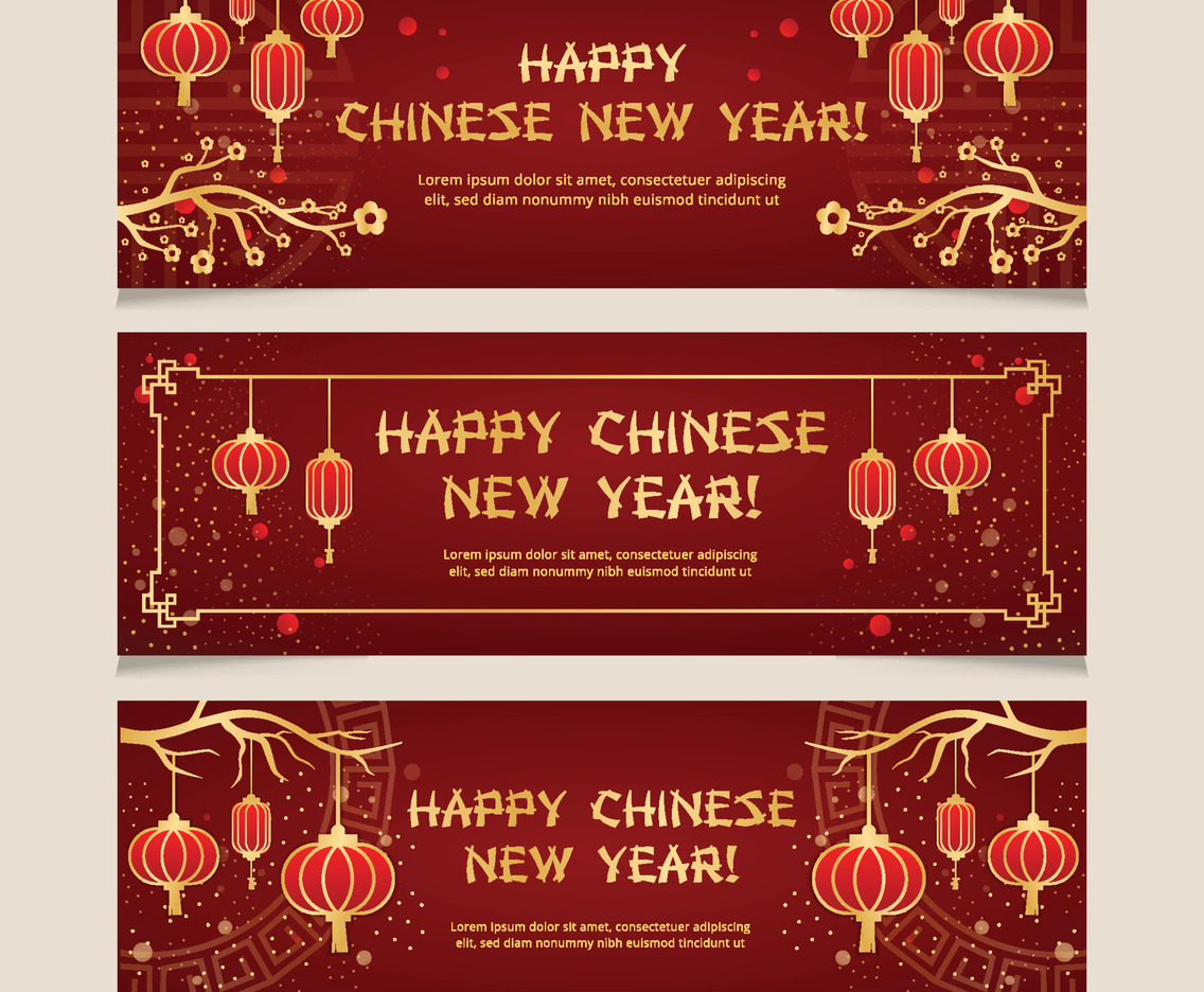 Golden Chinese New Year Banner Collection