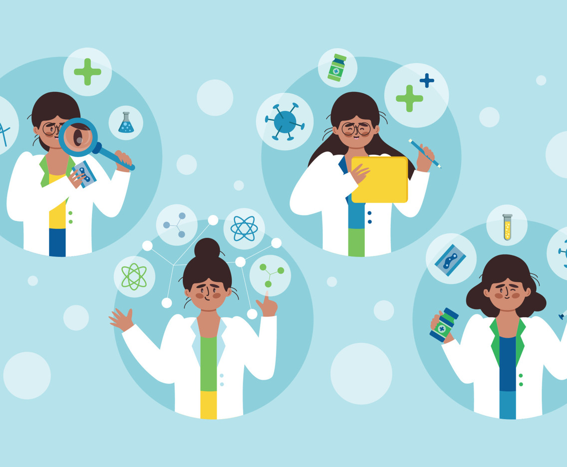 Science Woman Character Template Set