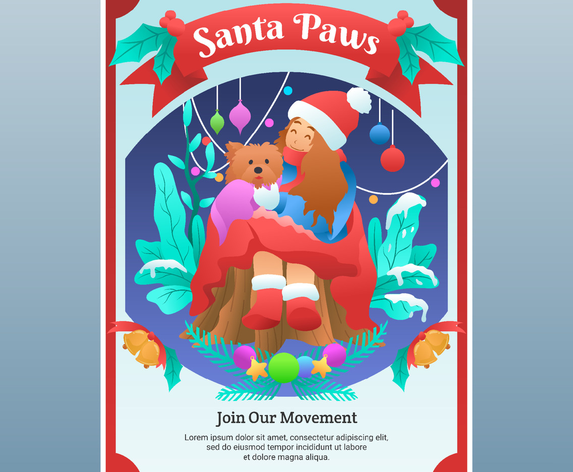 Adopting Dog on Santa Paws Activism Poster