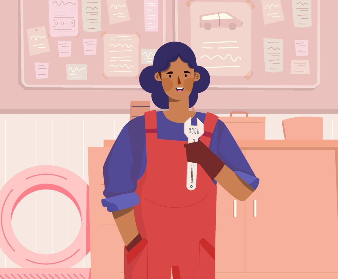 Woman Hold Wrench In Automotive Repair Shop Concept