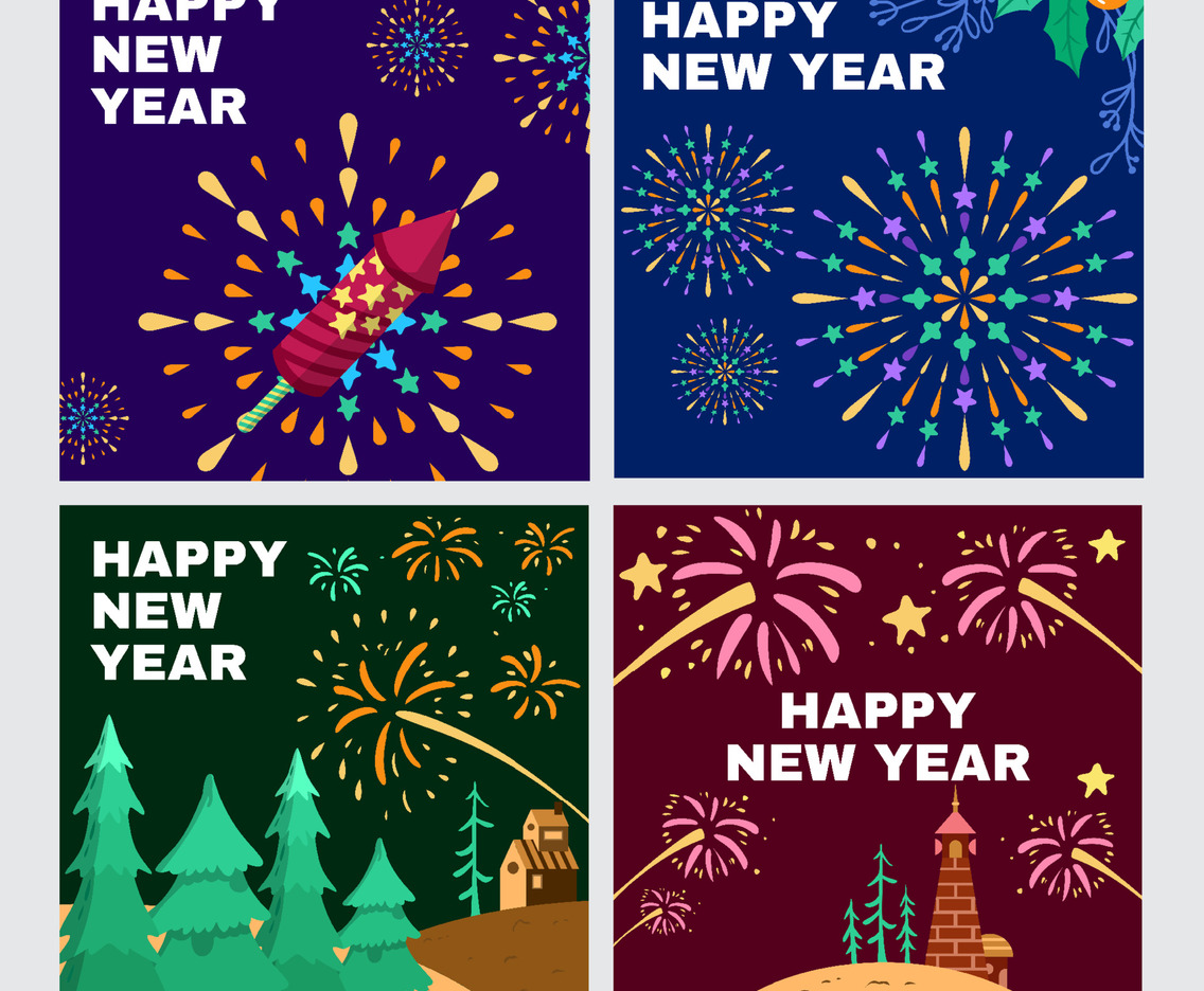 Happy New Year Firework Festival Social Media Posts