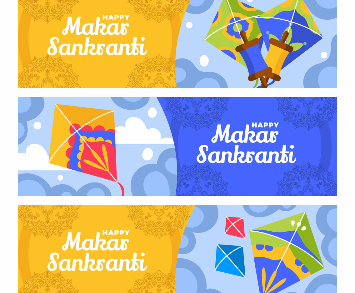 Set of Makar Sankranti Banners