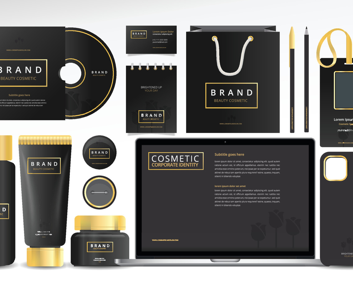 Stationery Set Template Kit in Black and Gold