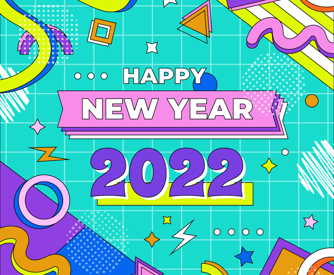 Happy New Year 2022 Background with 90s style