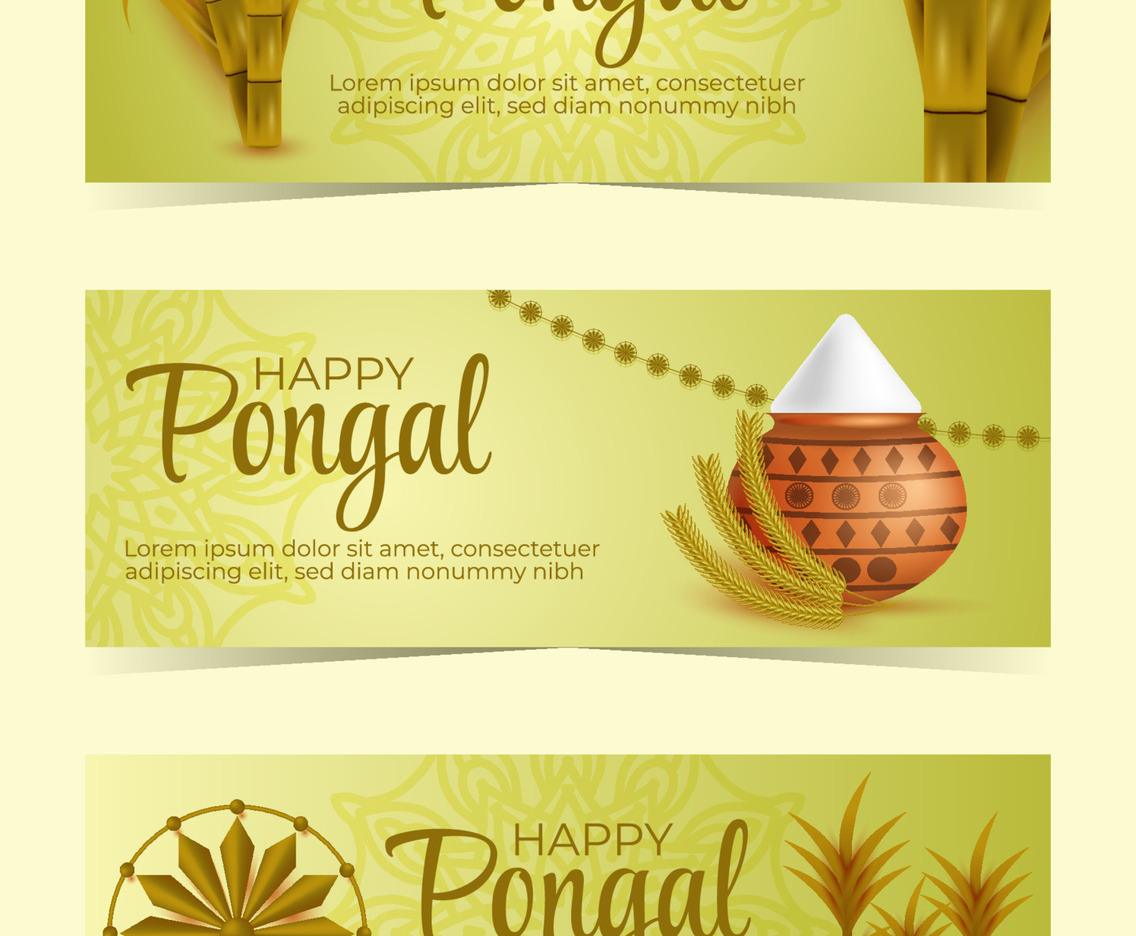 Set of Happy Pongal Banners