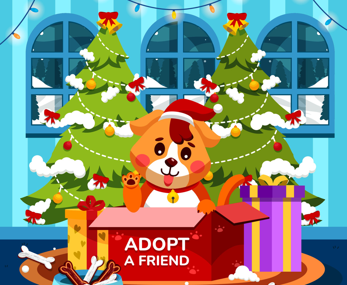 Adopting Dog at Santa Paws Christmas Day
