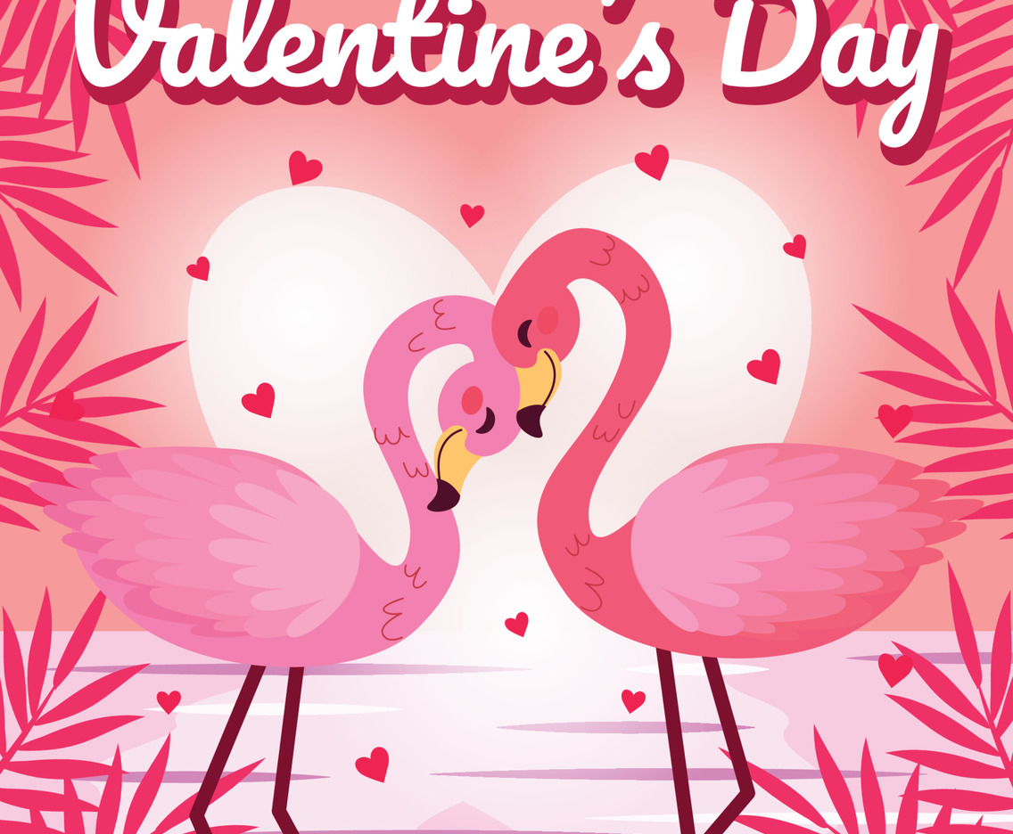 Flamingo Fall in Love Valentine's Day