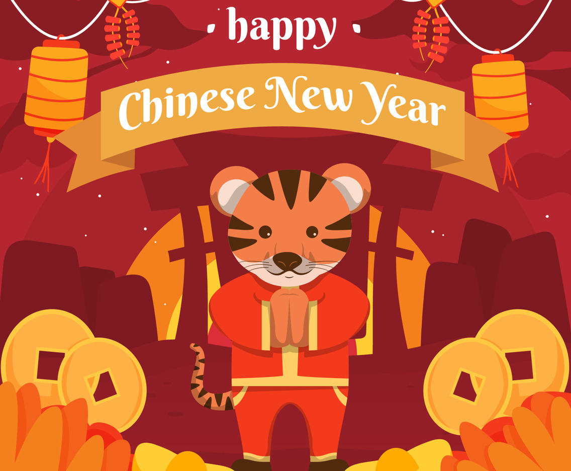 Cute Tiger Greeting Chinese New Year