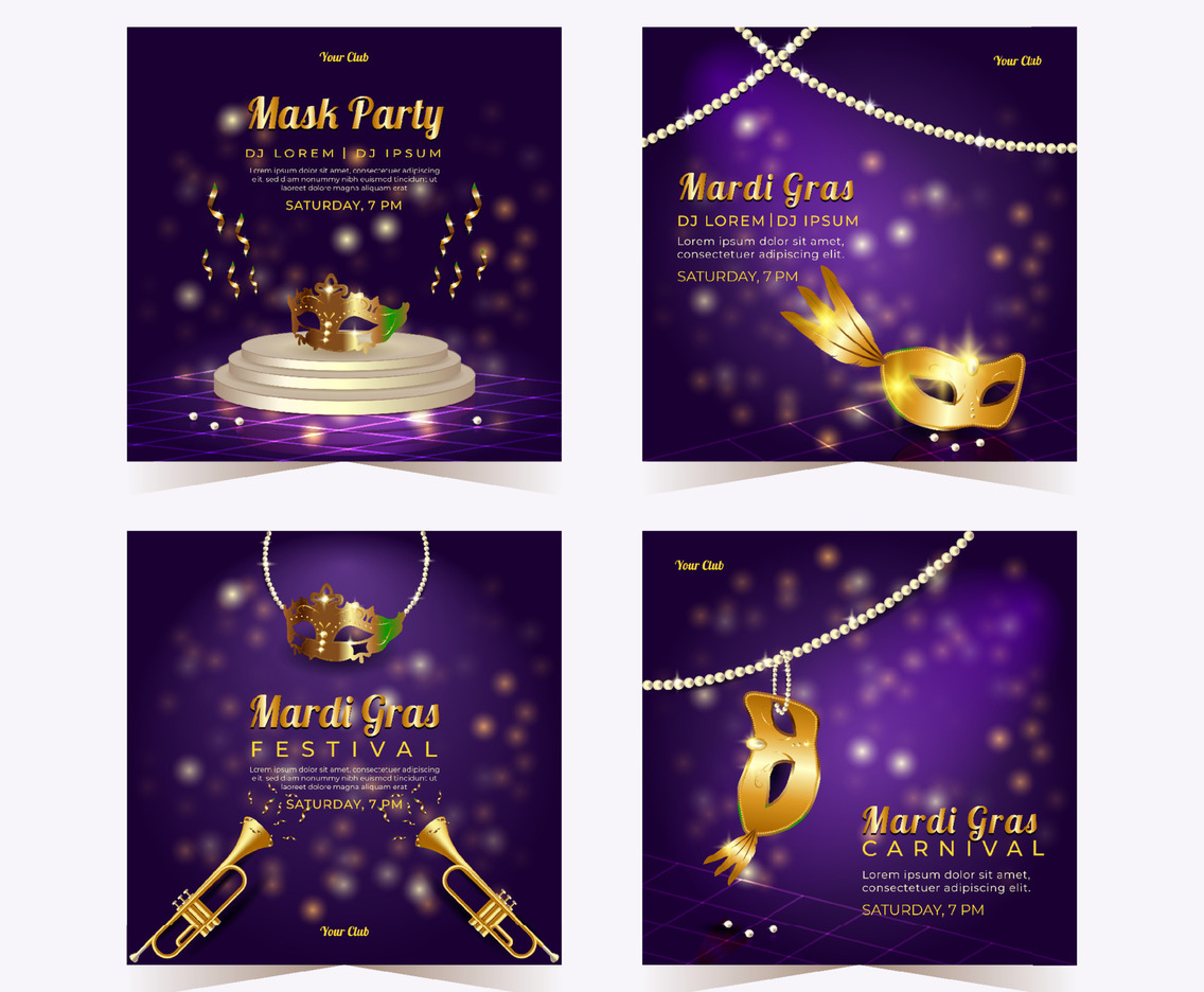 Social Media Posts for Mardi Gras Carnival