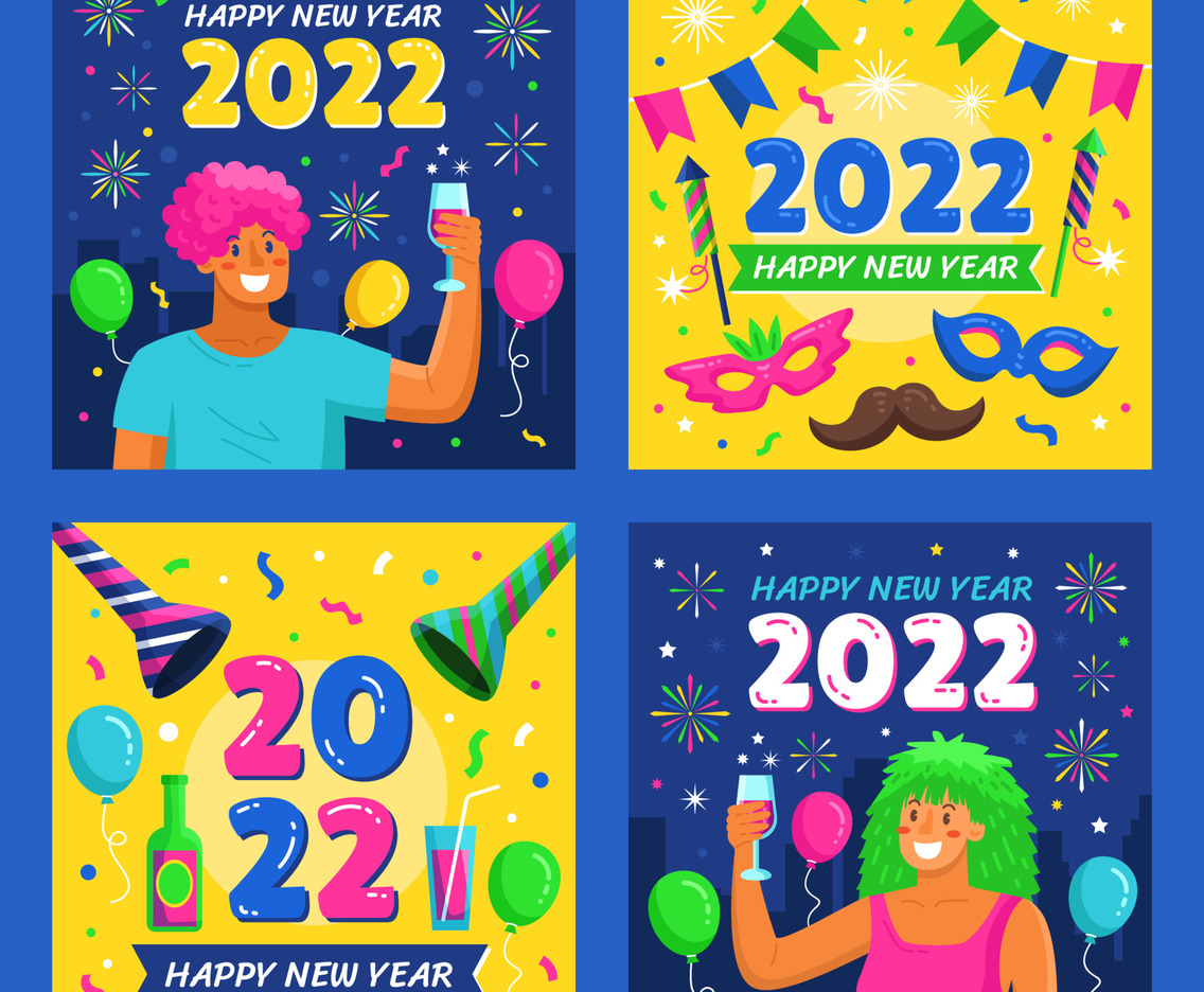 People Celebrating New Year Festivity Social Media Post