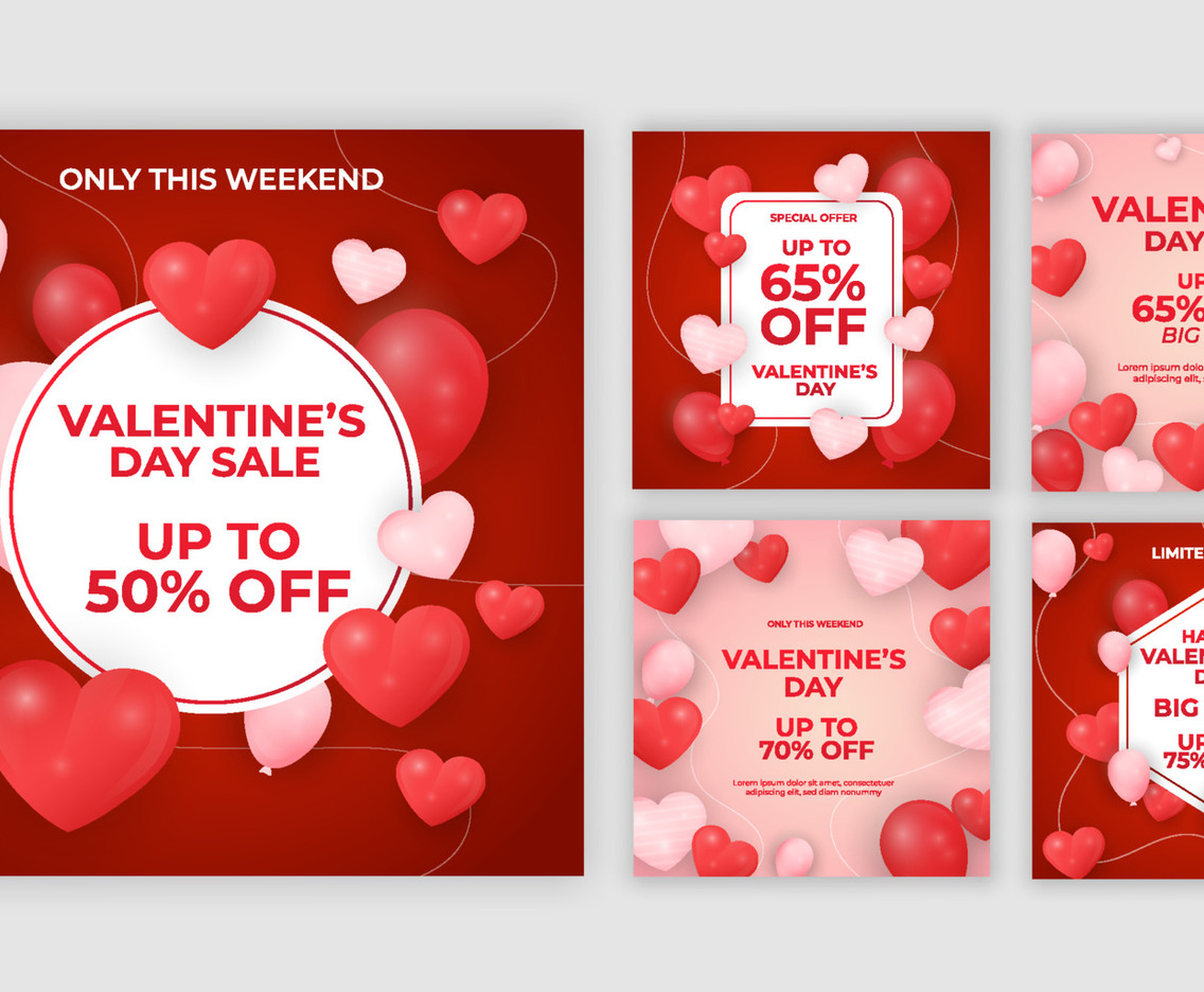 Collection of Set Valentine Day Social Media Post
