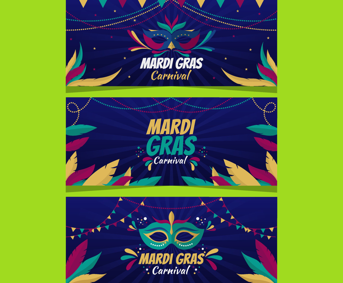 Banner Set of Mardi Gras Carnival