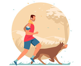 Man Running With His Dog