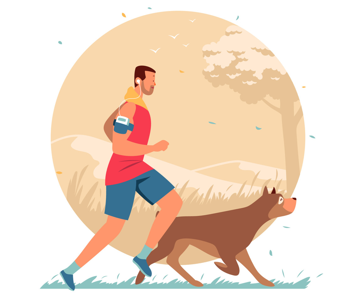 Man Running With His Dog