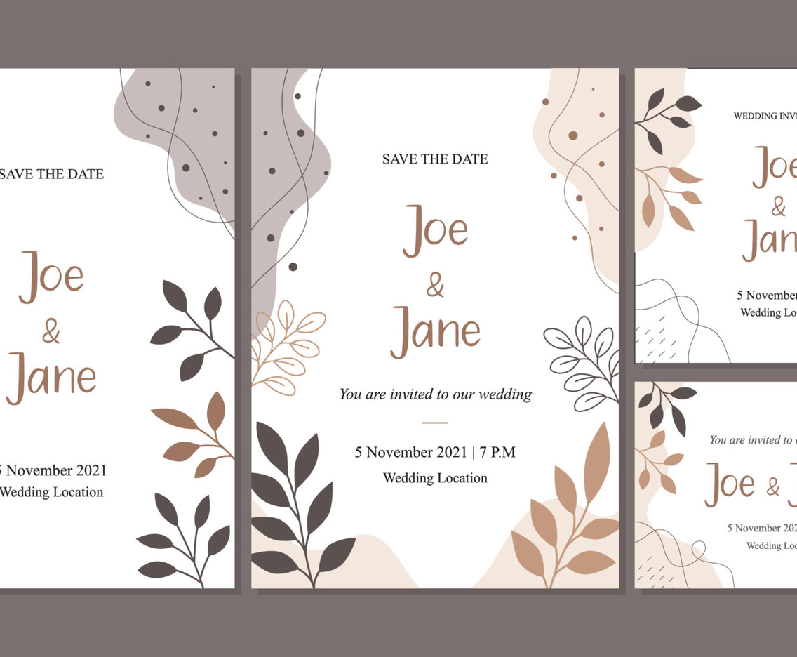 Wedding Invitation in Floral Theme and Earthy Color