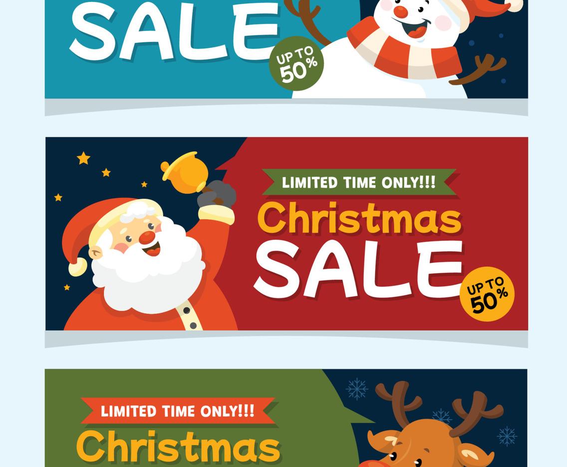 Set of Christmas Sale Banners