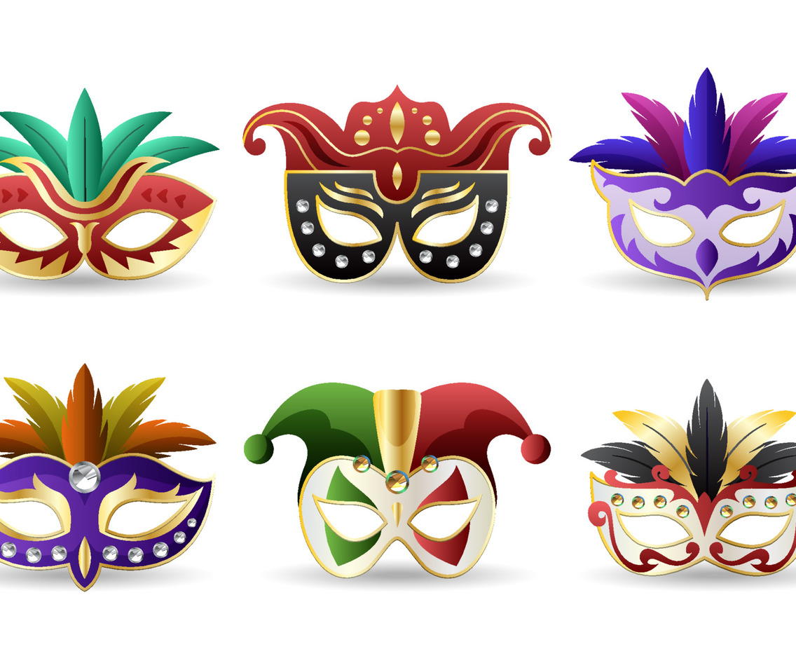 Mardi Gras Carnival Mask Icon Set