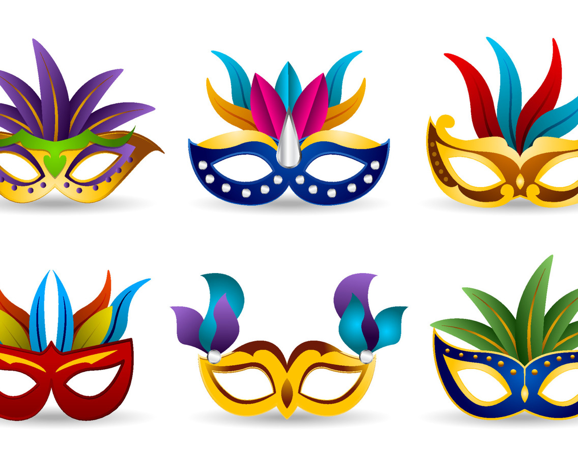 Mardi Gras Carnival Mask Icon Set