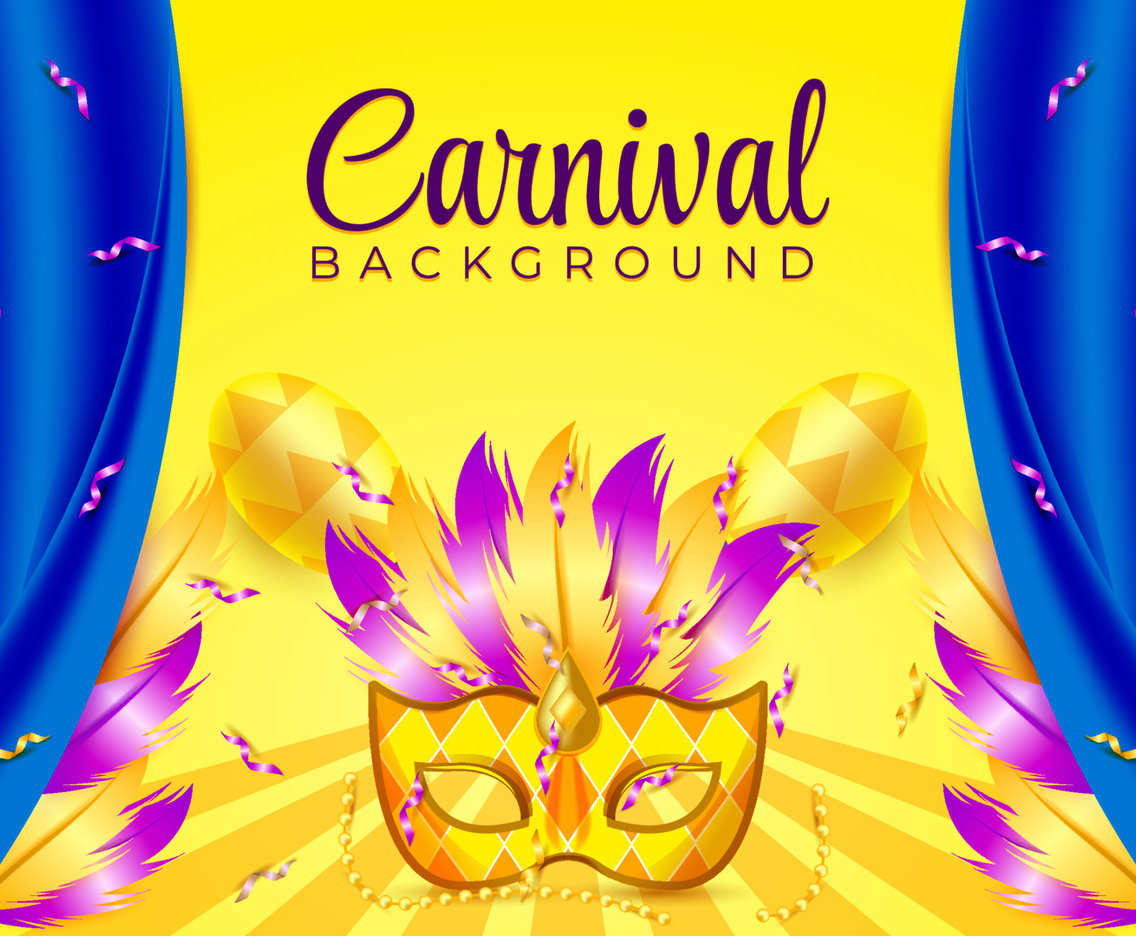 Realistic Feather Mask Carnival Background