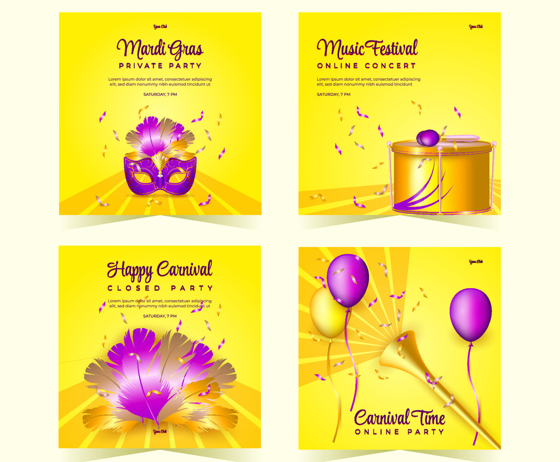 Mardi Gras Carnival Social Media Post